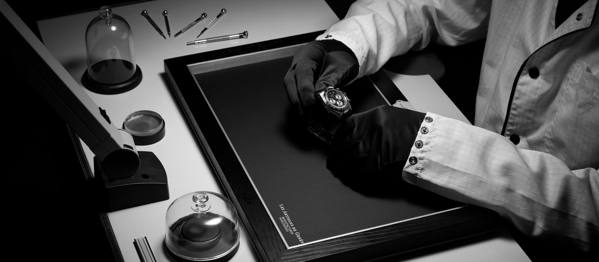 Artisan at work controlling a watch