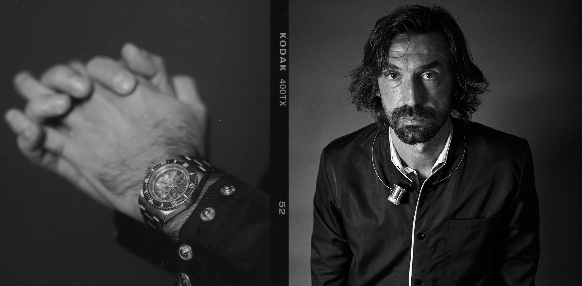 Andrea Pirlo wearing his Skeleton Submariner