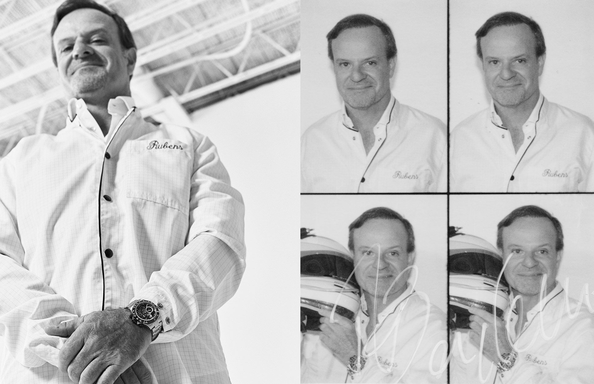 Rubens Barrichello avec sa montre La Barrichello