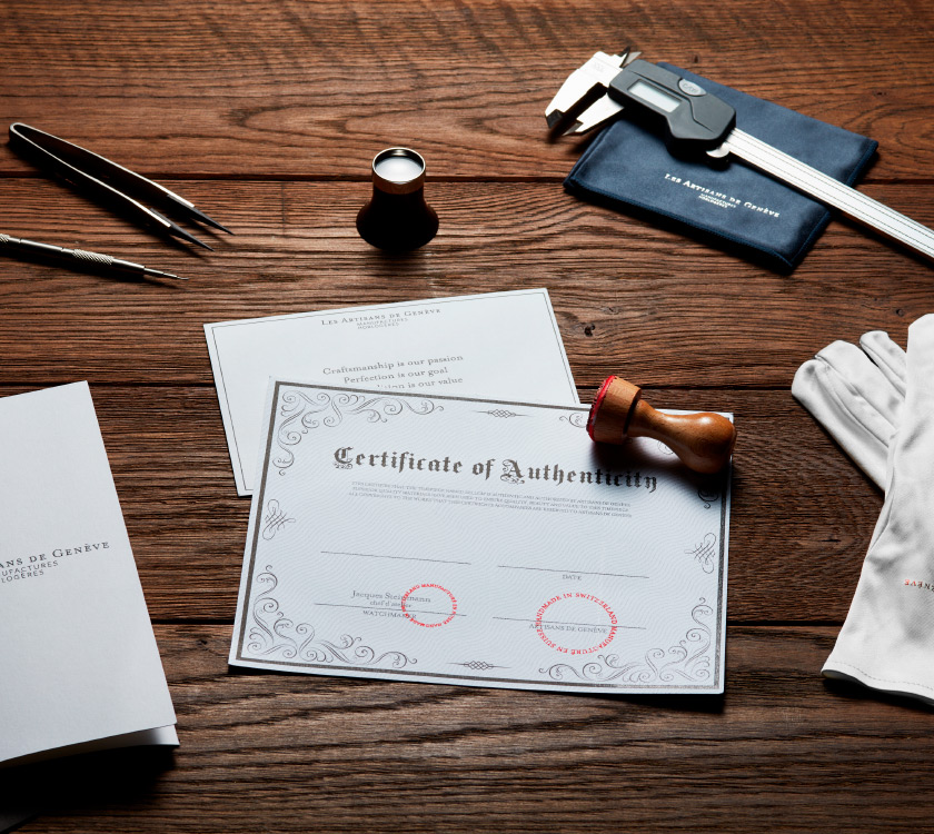 Certificats de garantie Artisans de Genève