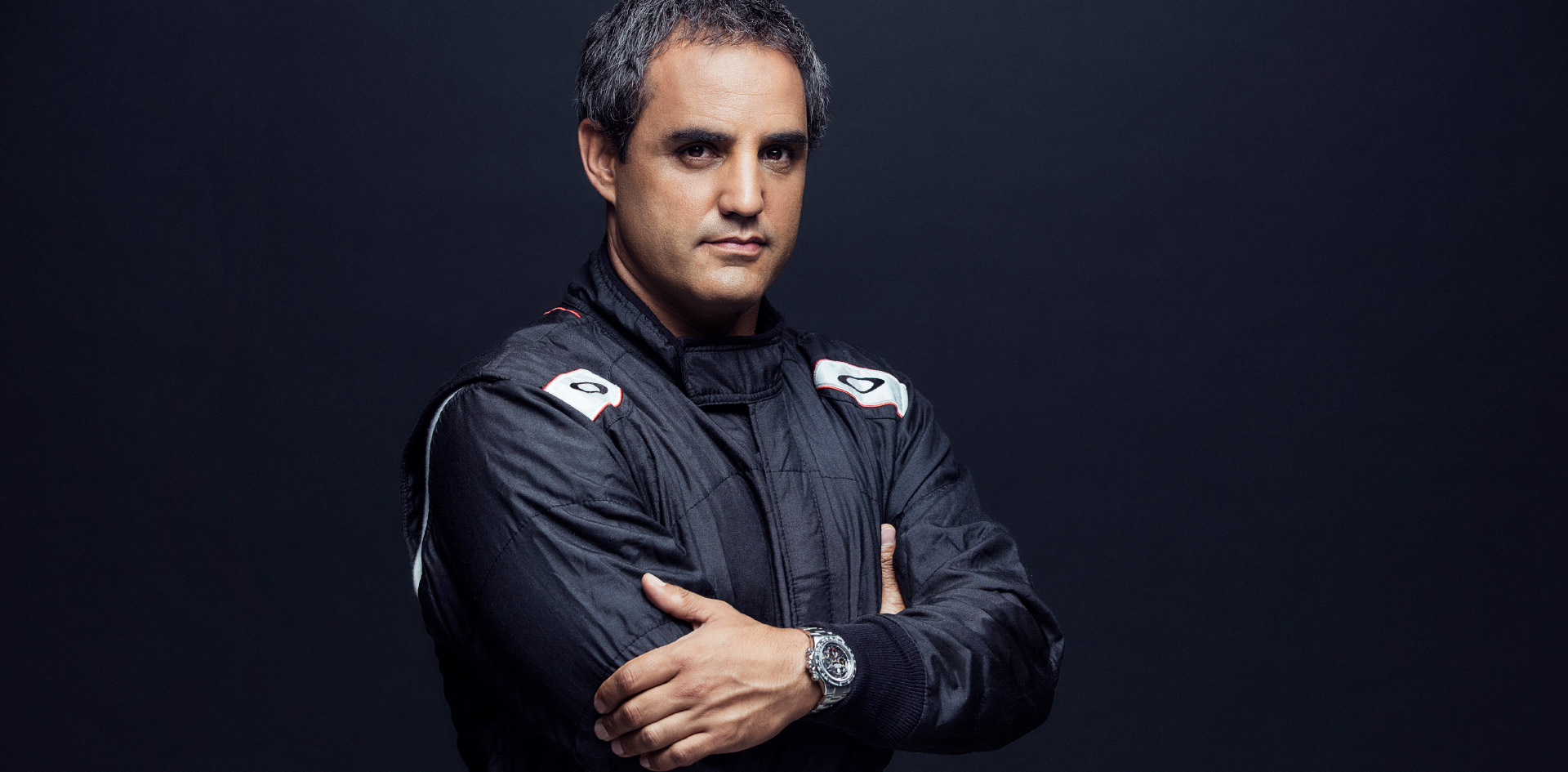 Portrait of Juan Pablo Montoya in his racing suit