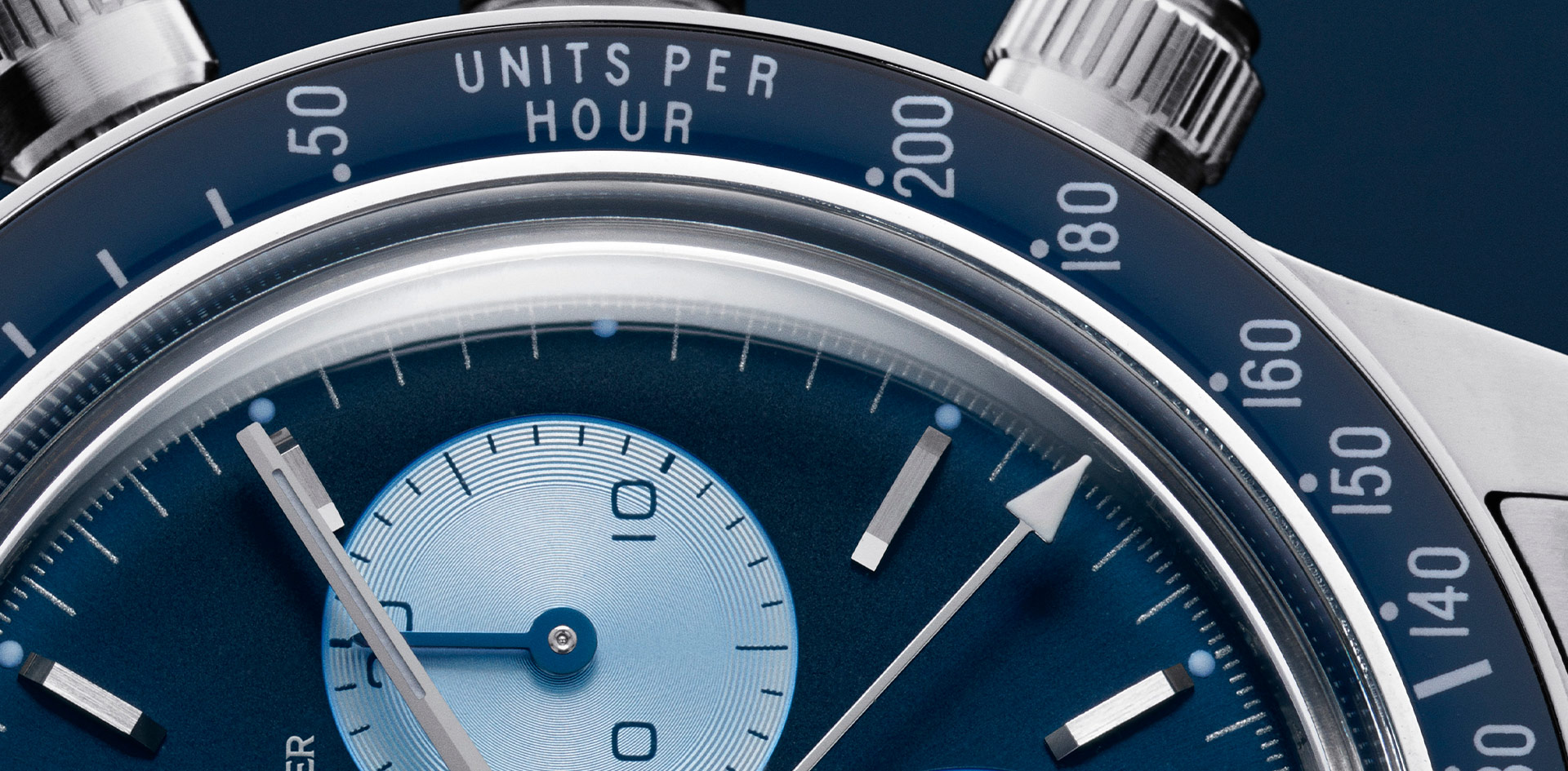 The Shades of Blue Challenge custom watch closeup