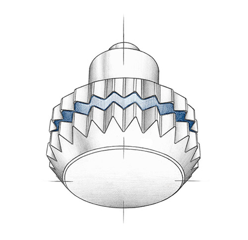 sketch of a steel crown with a blue line