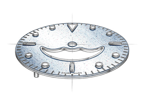 sketch of a blue dial with aventurine